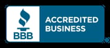 BBB Accredited Business logo with torch symbol and blue background